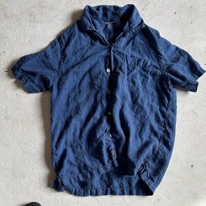 Todd Snyder Navy Linen Casual Button Down Shirt